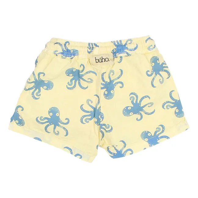 Short de Bain Pieuvres Coton Bio | Jaune