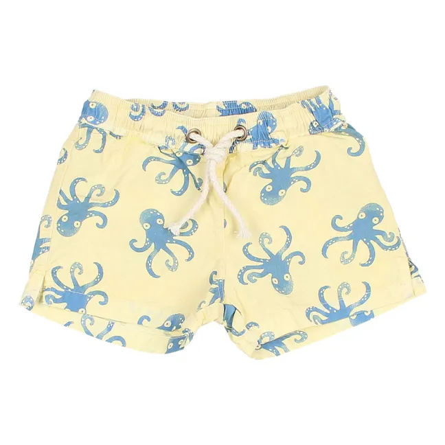 Short de Bain Pieuvres Coton Bio | Jaune