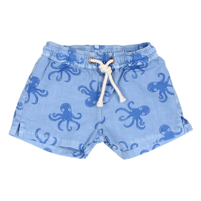 Short de Bain Pieuvres Coton Bio | Bleu