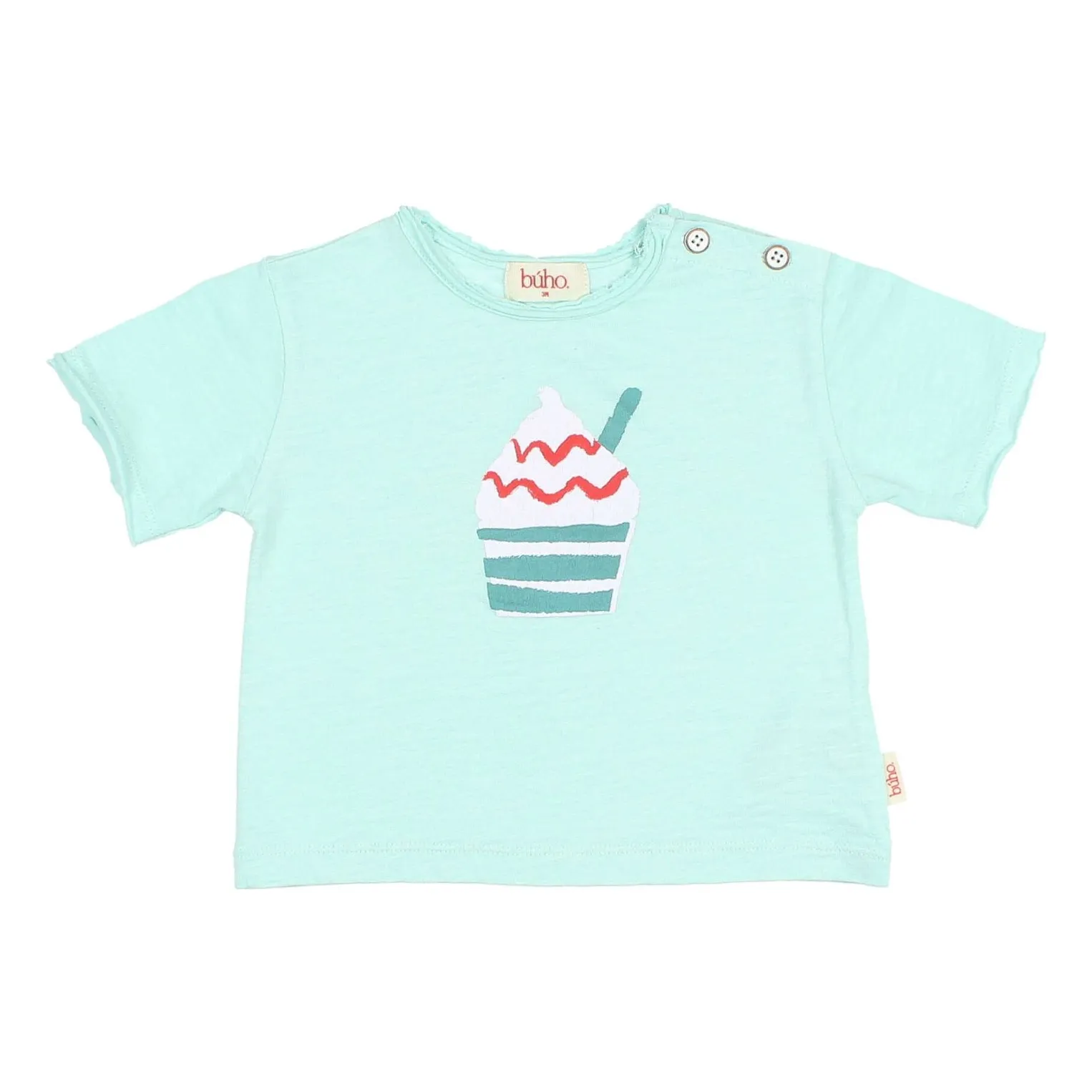 Búho - T-shirt manches courtes - Coton biologique - Aqua - 6 mois