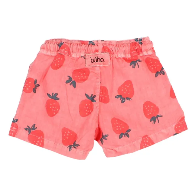 Short de Bain Fraises Coton Bio Bébé | Rouge délavé