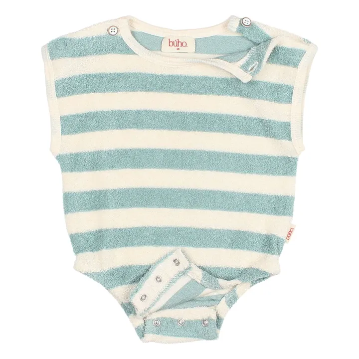 Body a rayas de rizo de algodón ecológico | Verde agua- Imagen del producto n°2