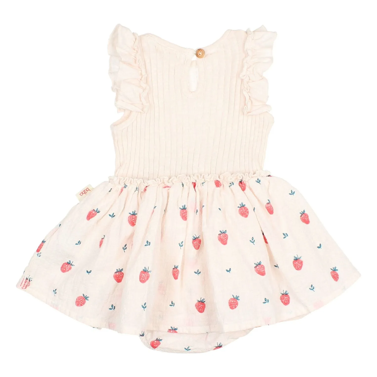 Robe Barboteuse Côtelée Fraises Coton Bio | Rose Litchi- Image produit n°2
