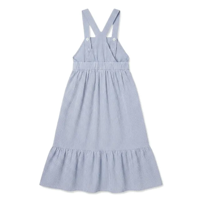 Robe Tablier Pia Rayée | Bleu roi