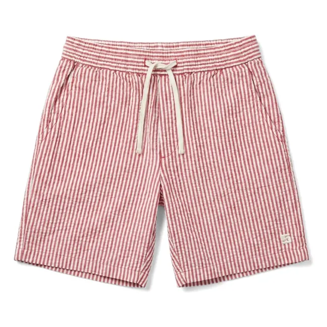 Weite Shorts Tom gestreift | Kirschrot