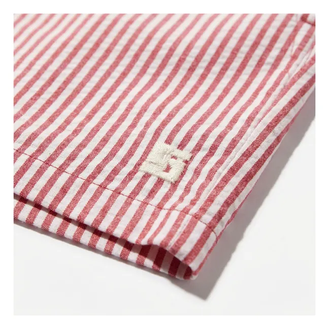 Short Ample Tom Rayé | Rouge cerise