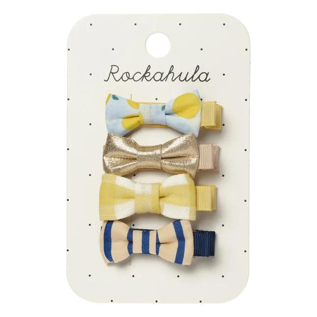 Lote de 4 pinzas para el pelo Lemon Bow | Amarillo