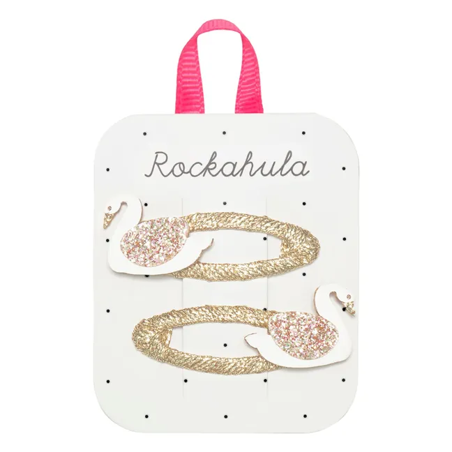 Juego de 2 pinzas para el pelo Swan | Dorado