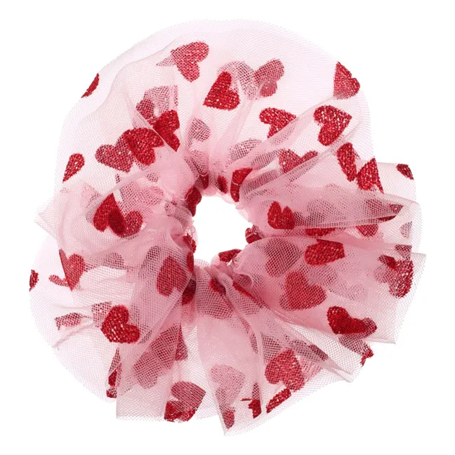 Chouchou Cœurs Tulle | Rose