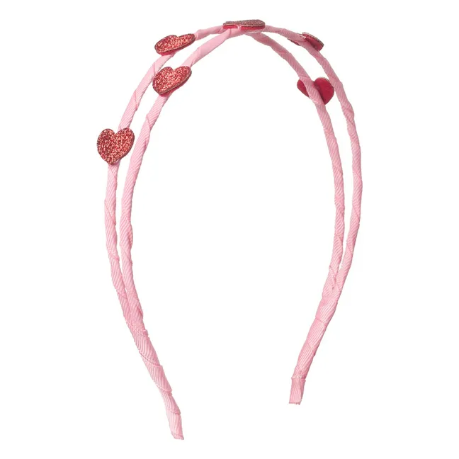 Serre-tête Double Cœurs | Rose