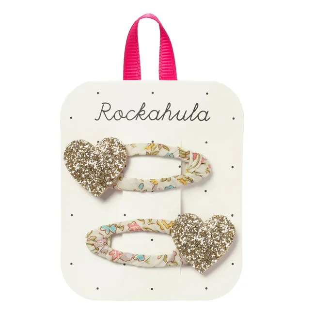 Lot de 2 Barrettes Cœur | Doré