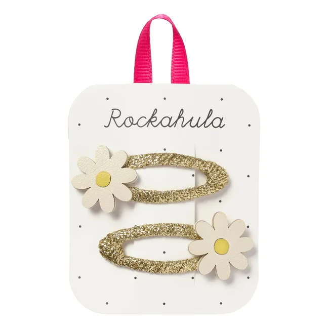 2er-Pack Haarspangen Daisy Blumen | Gold