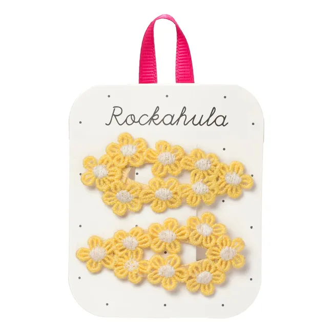 2er-Set Haarspangen Haken Blumen | Gelb