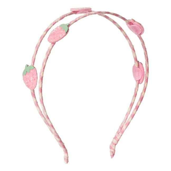 Diadema vichy doble fresa | Rosa Pálido
