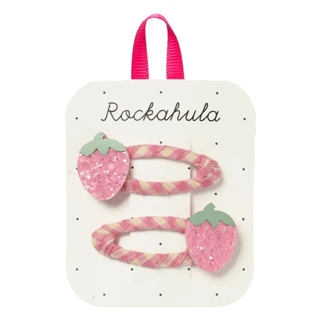 Lot de 2 Barrettes Fraises | Rose pâle