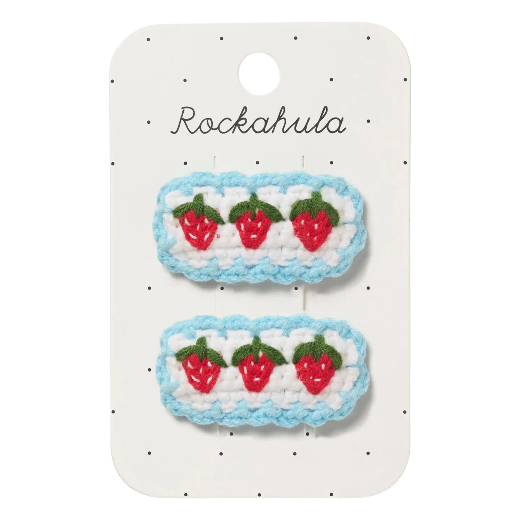 Lot de 2 Barrettes Crochet Fraises | Blanc- Image produit n°0