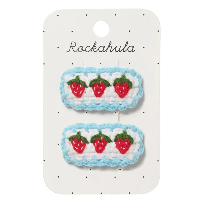 Lot de 2 Barrettes Crochet Fraises | Blanc