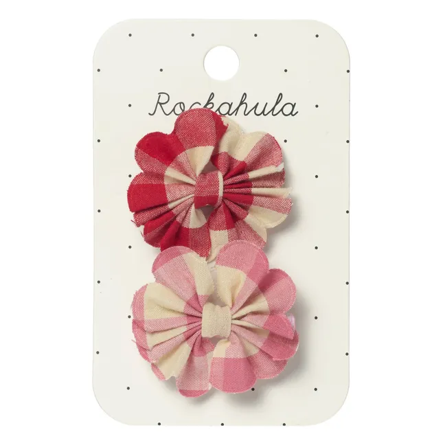 Lot de 2 Barrettes Nœud Vichy | Rose