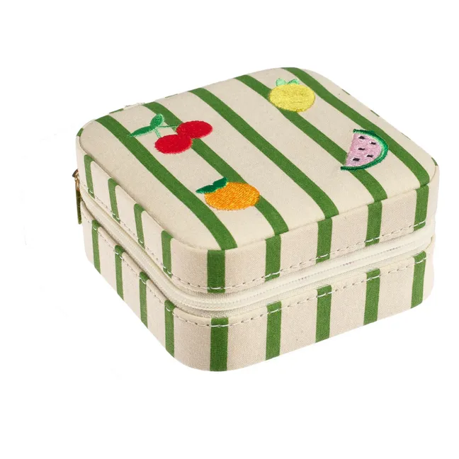 Caja de joyería a rayas Tutti Fruity | Verde