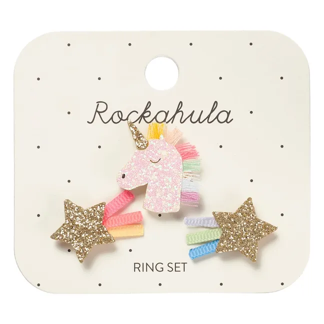 Lot de 3 Bagues Arc-en-ciel | Doré
