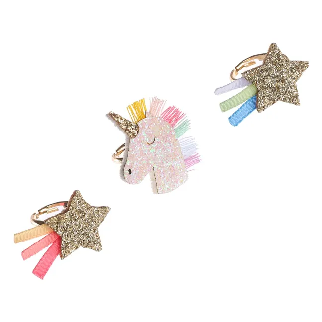 Lot de 3 Bagues Arc-en-ciel | Doré