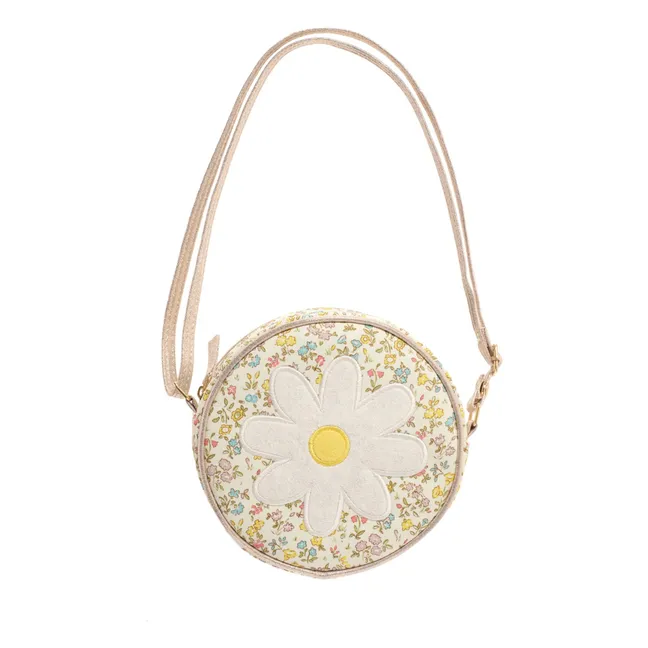 Bolsa redonda con flores | Crudo