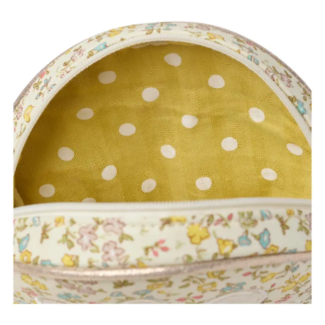 Bolsa redonda con flores | Crudo