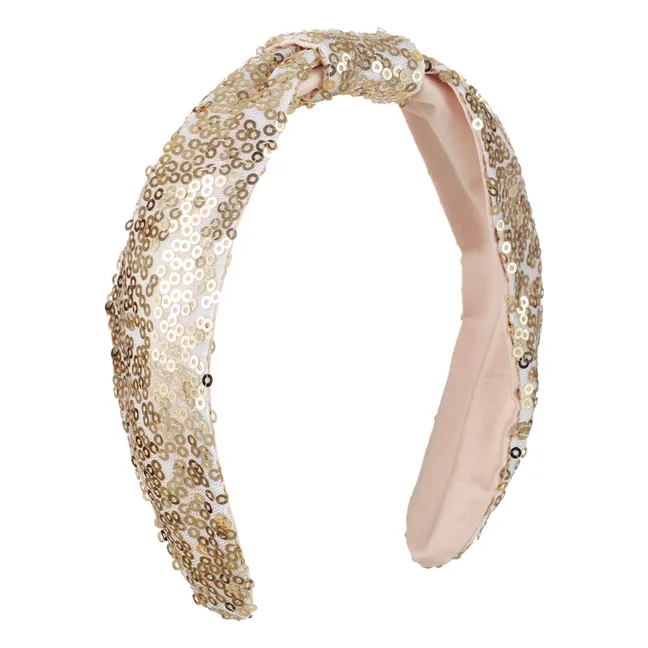 Serre-tête Nœud Sequin | Doré