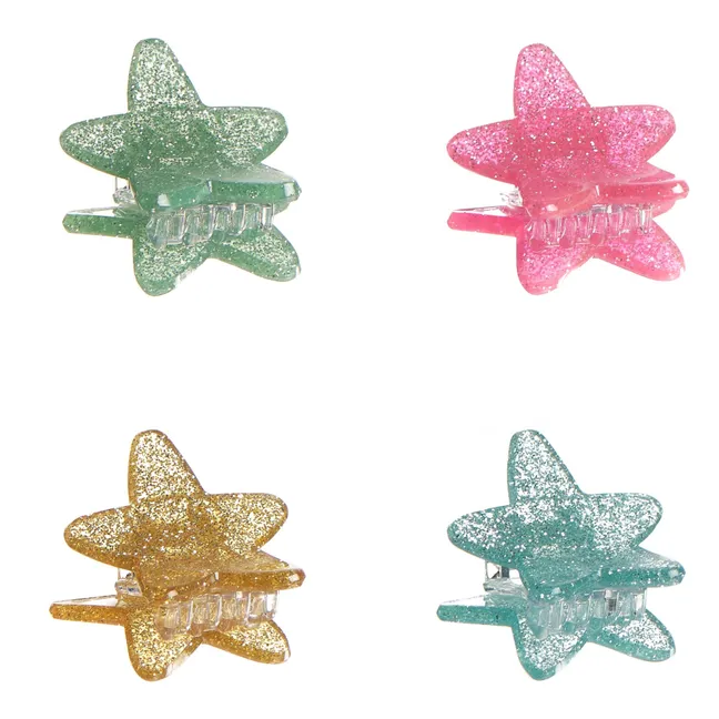 Lot de 4 Pinces Pailletées Etoiles | Doré