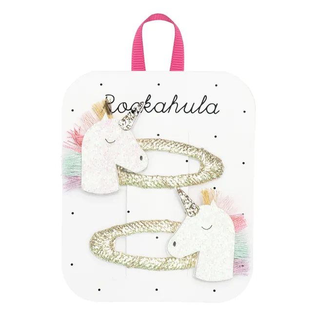 Juego de 2 pinzas Unicornio | Dorado