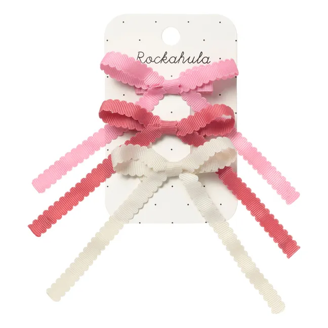 Lot de 3 Barrettes Nœud Feston | Rose