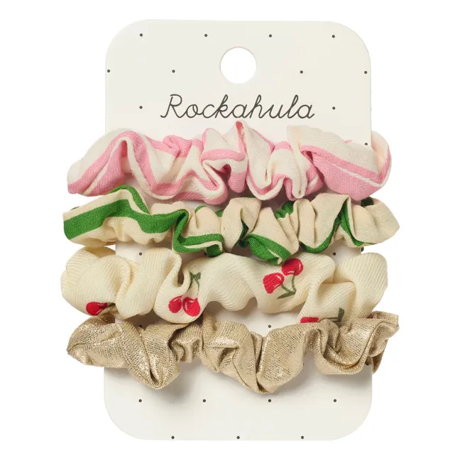 Lot de 4 Chouchous Cherry Kiss Rayés  | Ecru