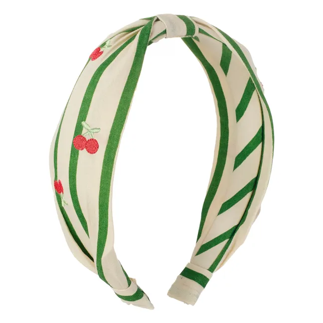 Striped Cherry headband | Ecru