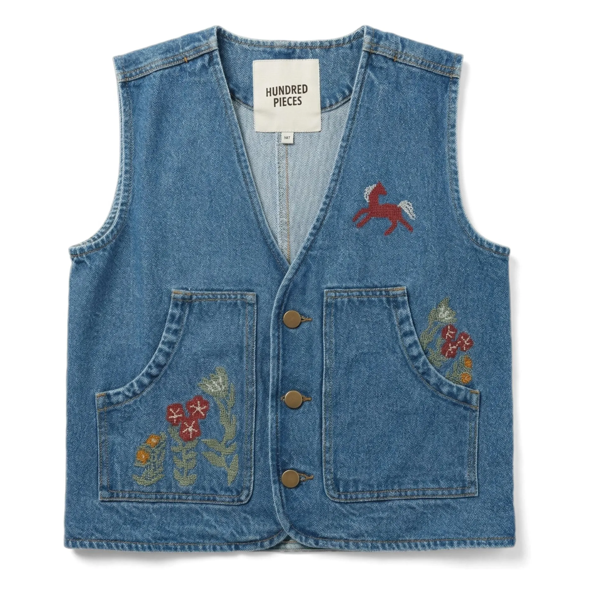 Veste Sans Manches Denim Mara Cheval | Bleu- Image produit n°0