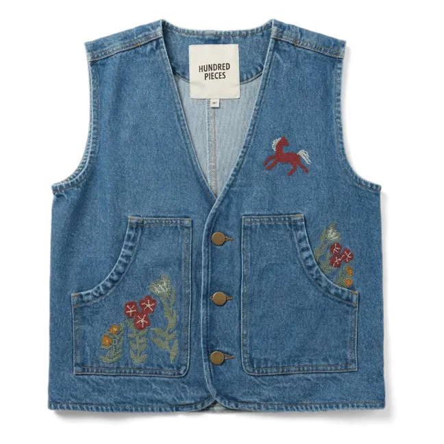 Veste Sans Manches Denim Mara Cheval | Bleu