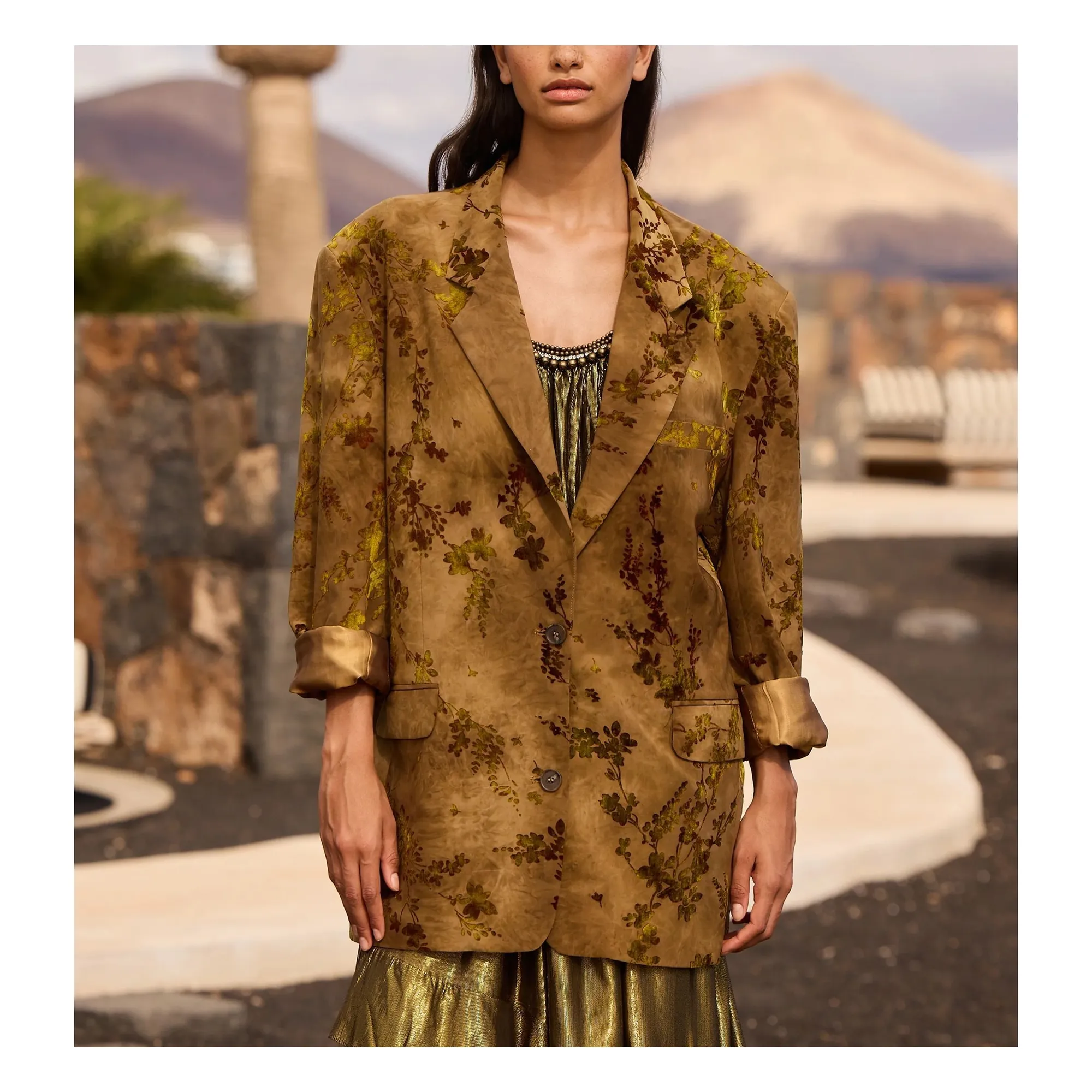 Veste Sonta Lin | Khaki- Image produit n°1