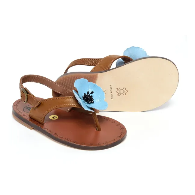 Sandales Fleur | Cognac