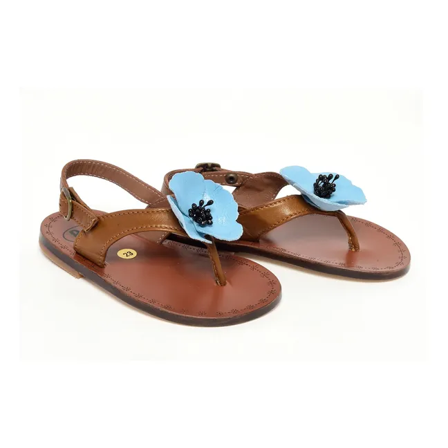 Flower sandals | Cognac