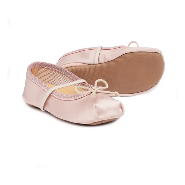 Chaussons Ballerines Nœud Satin | Rose poudré