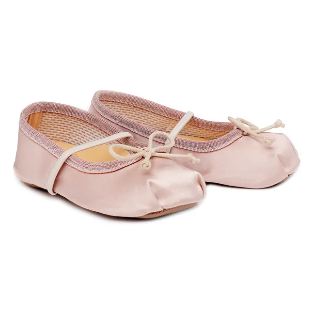 Chaussons Ballerines Nœud Satin | Rose poudré