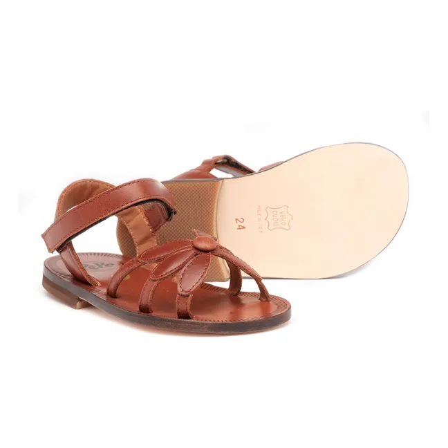 Flower Scratch Sandals | Cognac