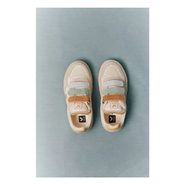 Veja x Bonpoint Small V-90 Leather O.T. Scratch Sneakers | Grey