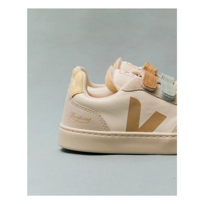 Veja x Bonpoint Small V-90 Leather O.T. Scratch Sneakers | Grey