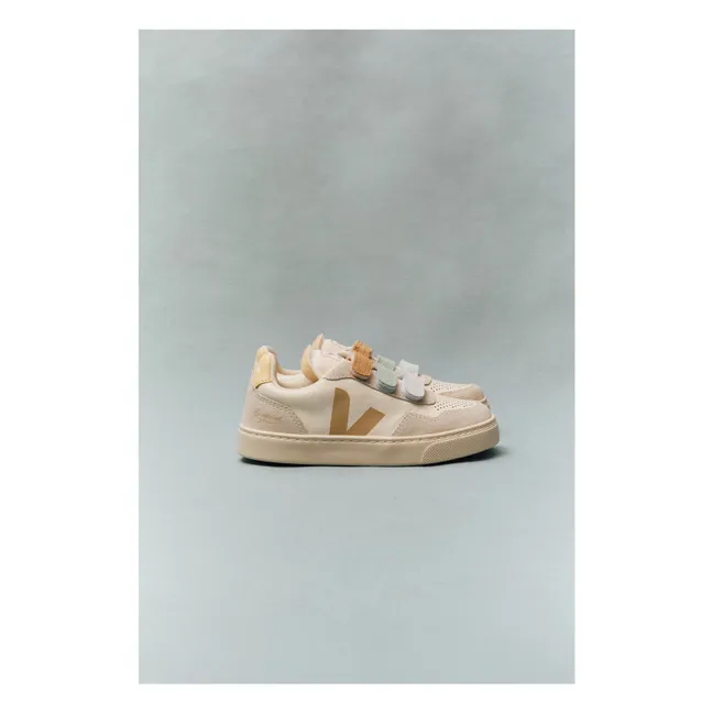 Veja x Bonpoint Small V-90 Leather O.T. Scratch Sneakers | Grey