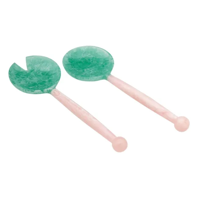 Coastal resin salad servers | Green