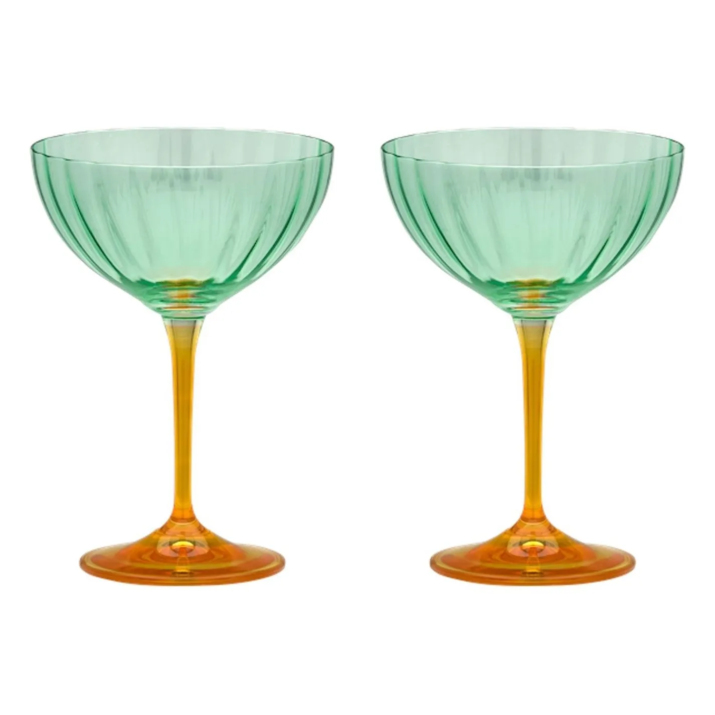 Anna + Nina Green Jazzy Champagne Glasses - Set Of 2