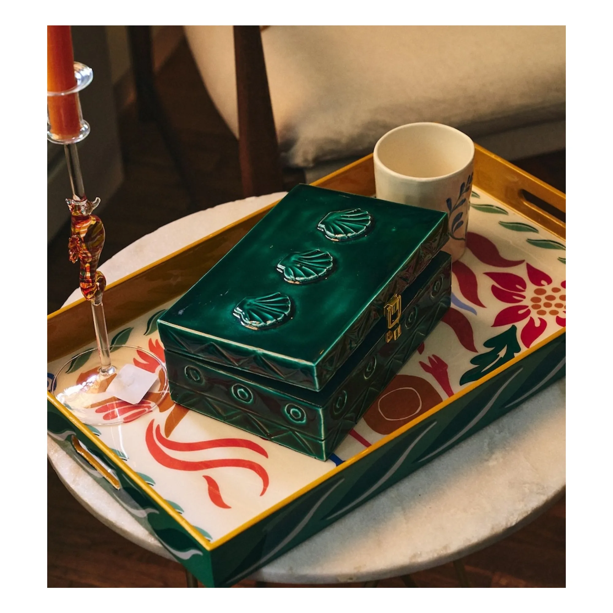Boîte à bijoux en bois Tide | Vert- Image produit n°1