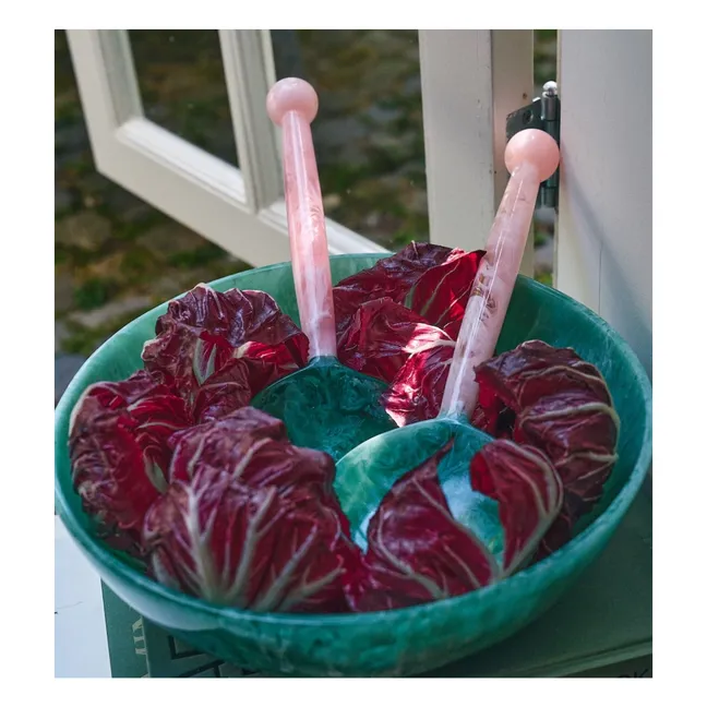 Coastal resin salad servers | Green