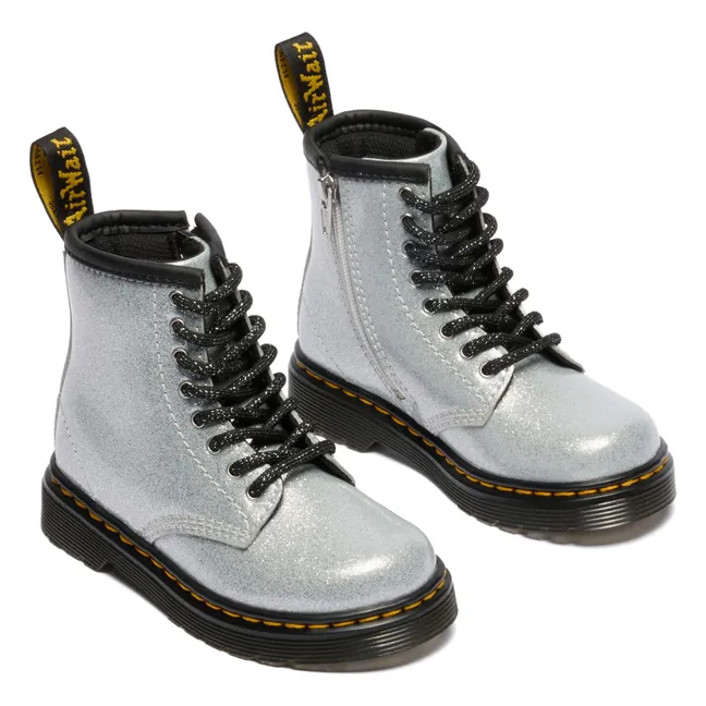 1460 J Botas de purpurina con cordones | Plateado