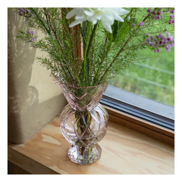 Rhombic diamond-shaped glass vase | Pink- Product image n°2